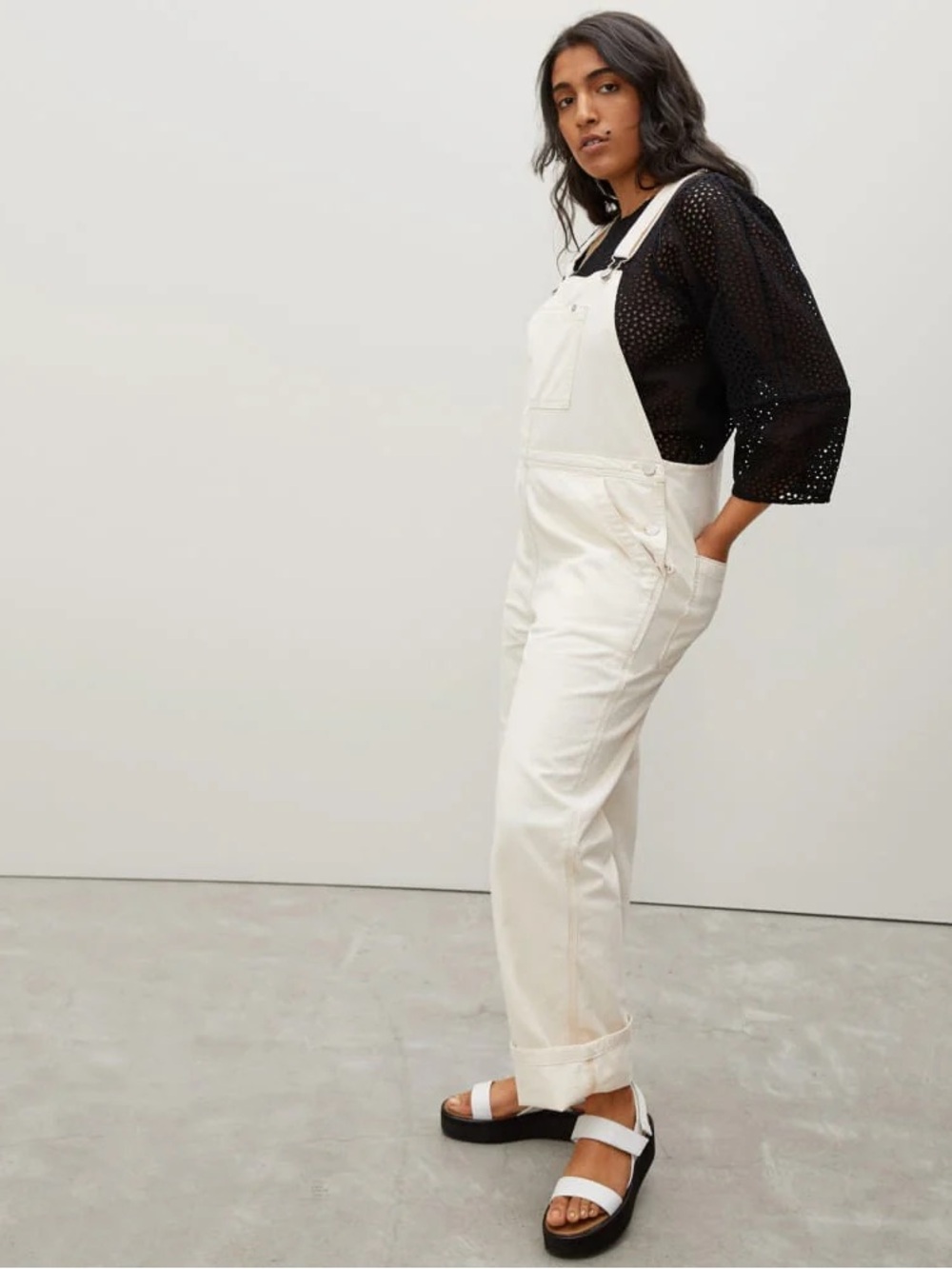 Everlane Cream The Canvas Overalls - Cropped